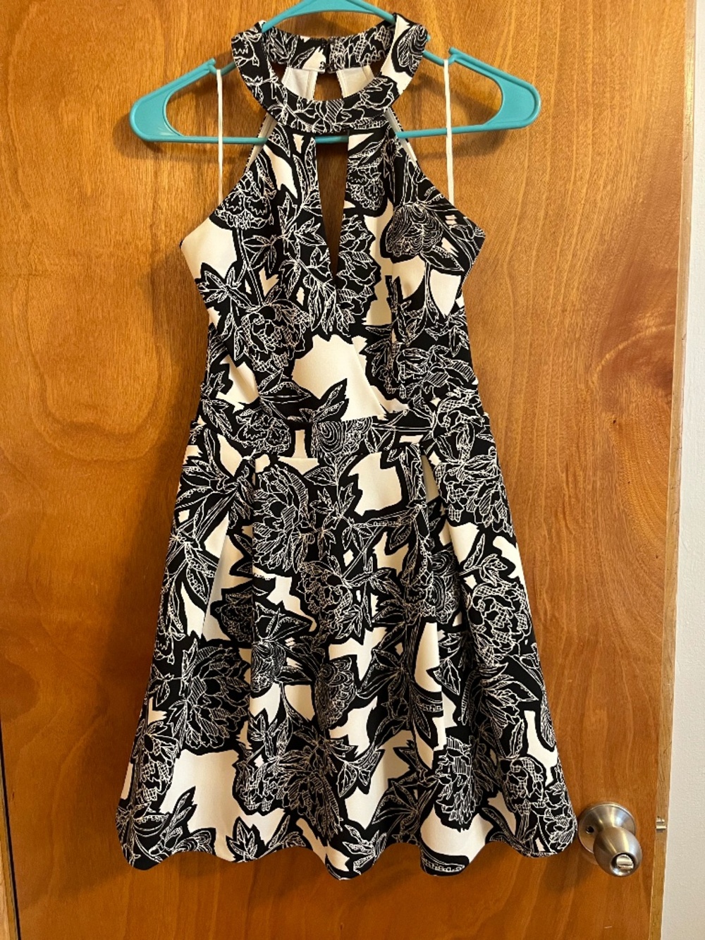 Black and White Floral Cocktail Dress